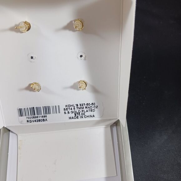 18K Gold Over Silver Sterling Earring 2pairs - Picture 6 of 10